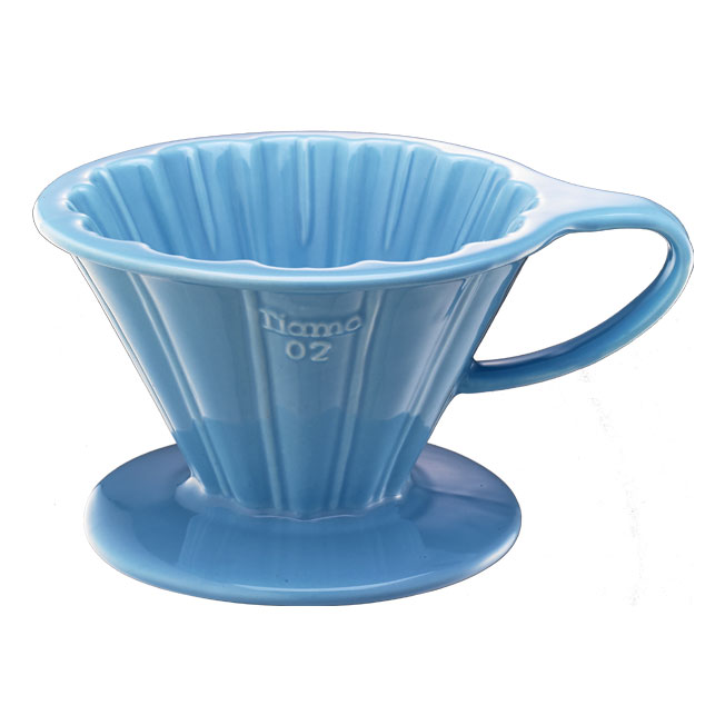 Tiamo V02花漾陶瓷咖啡濾器組 (粉藍)附濾紙量匙滴